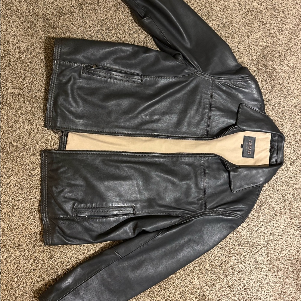 IZOD Black Leather Jacket for Men